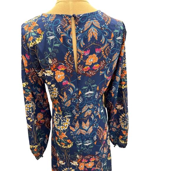 IMADALINE DRESS Blue Long Floral Dress,Boho, Size M, Has Extra Button on inside - Picture 5 of 11